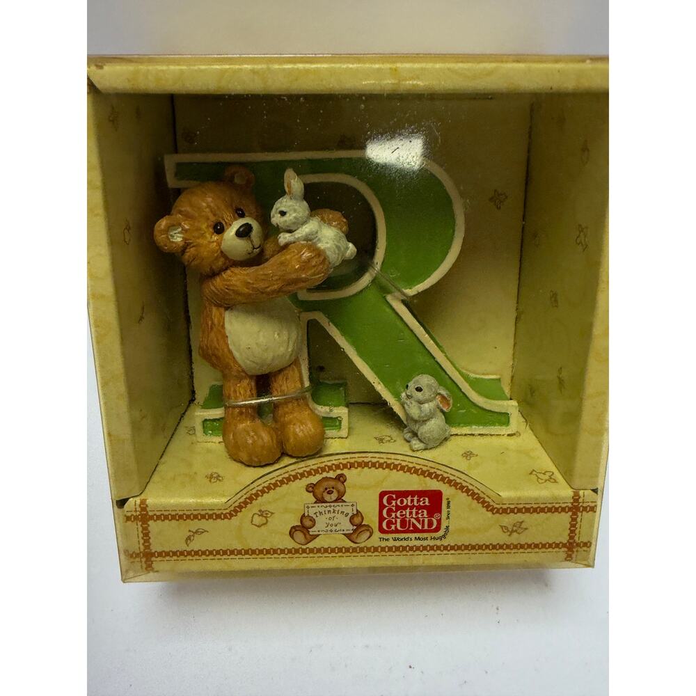 Vintage Gund Thinking Of You Letter R Teddy Bear Display Figurine 1998